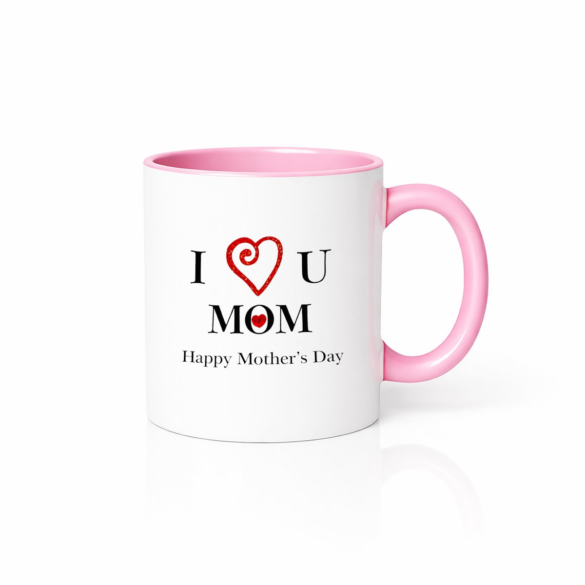 I Love You Mom Koffiemok - Moederdag Cadeau 2026 - Roze/Wit - 330ml