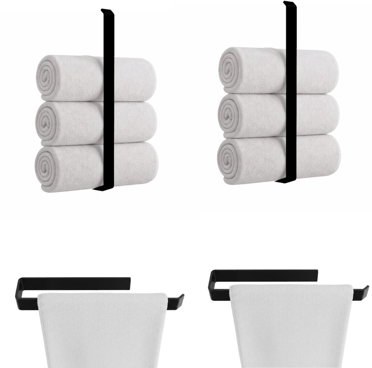 Anwicar Handdoekenrek Zonder Boren Set 2 - Breedte 60 cm - Towel Holder - Zwart 60x40x5 cm