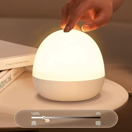 Nachtlampje - LED-nachtlampje - Dimbaar - Bureaudecoratie - Nachtlampje voor naast het bed - Touchscreen leeslamp voor op het bureau, geschikt als nachtlampje voor de slaapkamer, wit van Merkloos — afbeelding 3