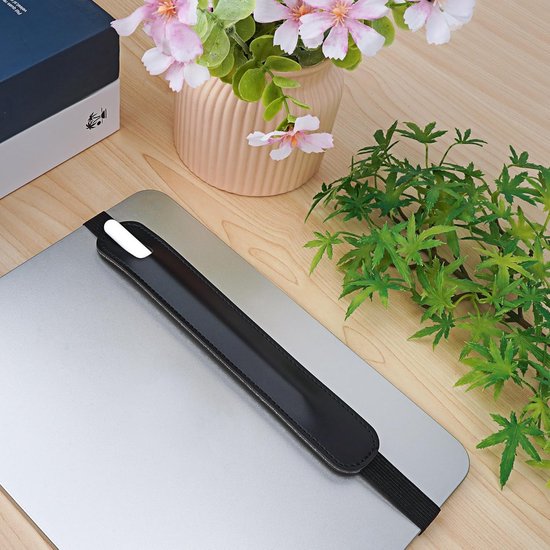 Stylushoes - Tablet Stylus Beschermhoes - Leer - Met elastische bevestigingsband - Capacitieve Pen Leren Hoes - Elastische hoes voor iPad-stylus - Capacitieve Pen Hoes - Eenvoudig te installeren en te verwijderen - 19.5*3cm - Zwart — afbeelding 2