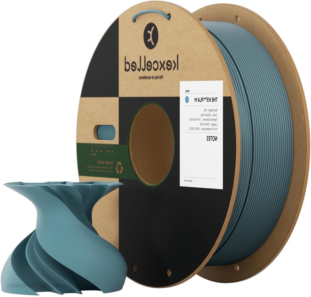 Mat PLA Filament - 3D Print Materiaal - Decoratieve Objecten Printen - Geavanceerde Matte Afwerking - 1kg 175 mm - Grijsblauw