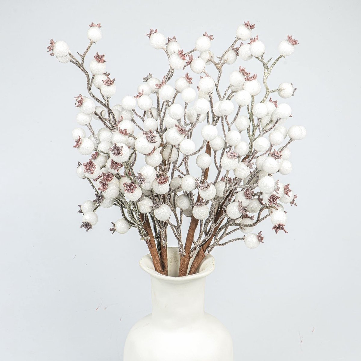 6 Stuks Kunstmatige Witte Bessen Takken 40cm voor Kerstdecoraties, DIY Craft en Winterse Versieringen