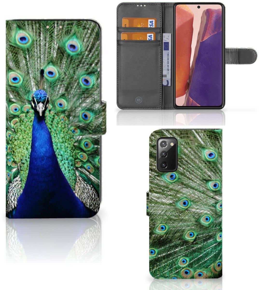 Samsung Galaxy Note 20 Telefoonhoesje met Pasjes Pauw