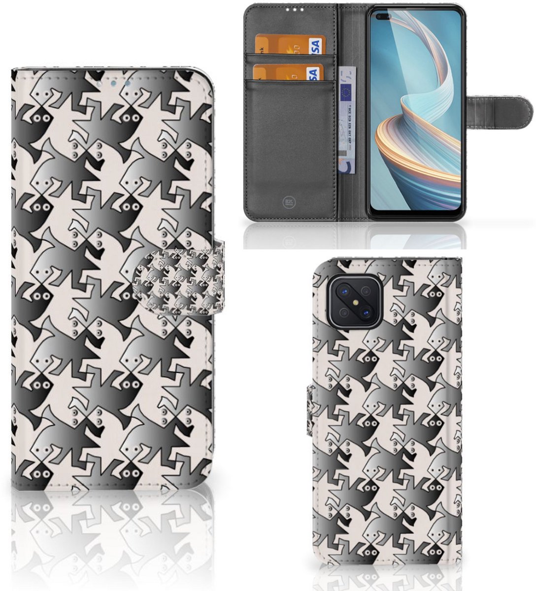 OPPO Reno4 Z Telefoonhoesje met Pasjes Salamander Grey