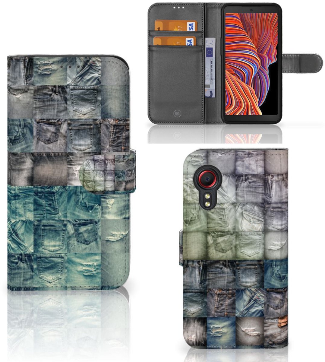Wallet Case met Pasjes Samsung Galaxy Xcover 5 Spijkerbroeken