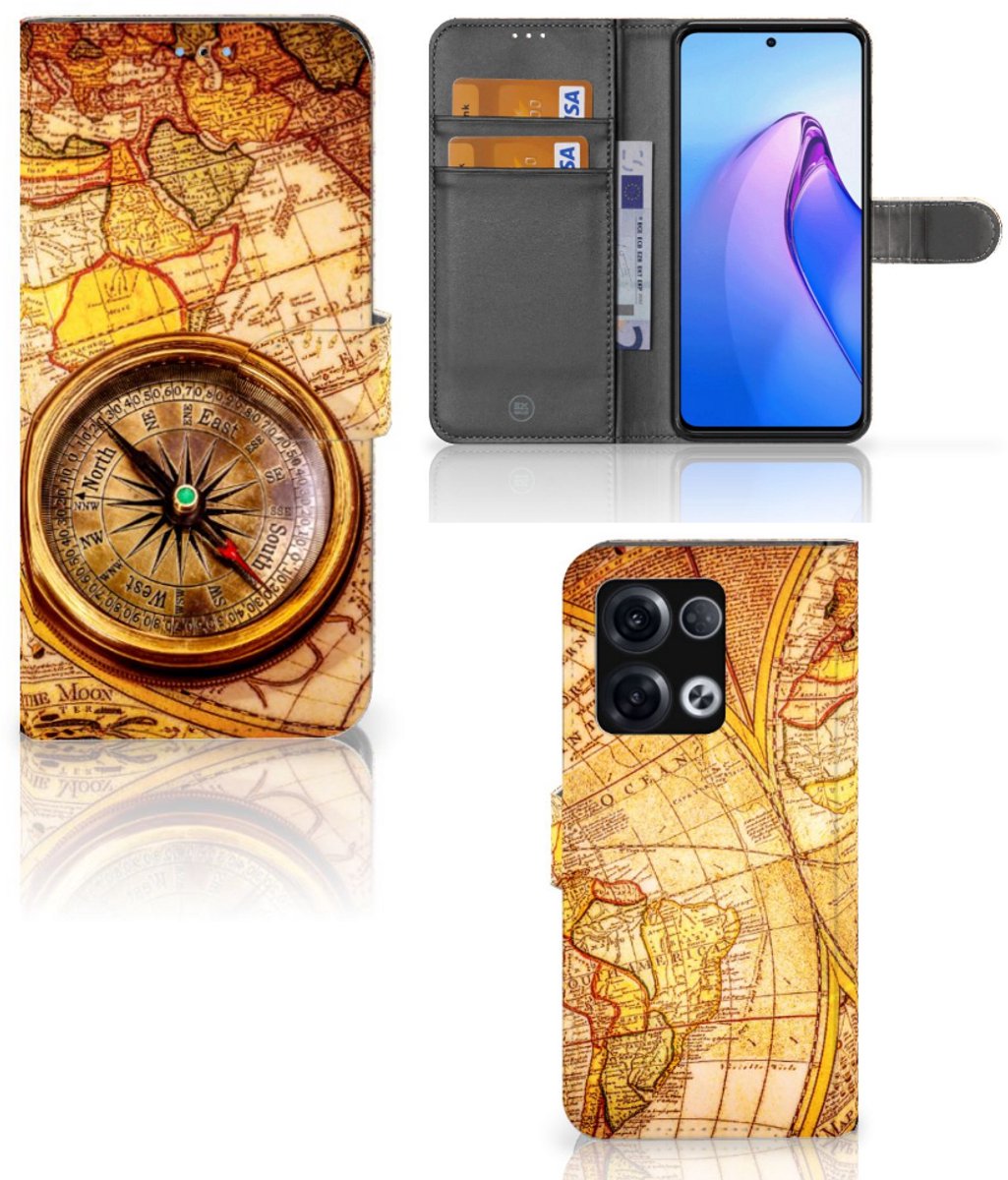 Boekhoesje voor OPPO Reno8 Pro Flip Cover Kompas