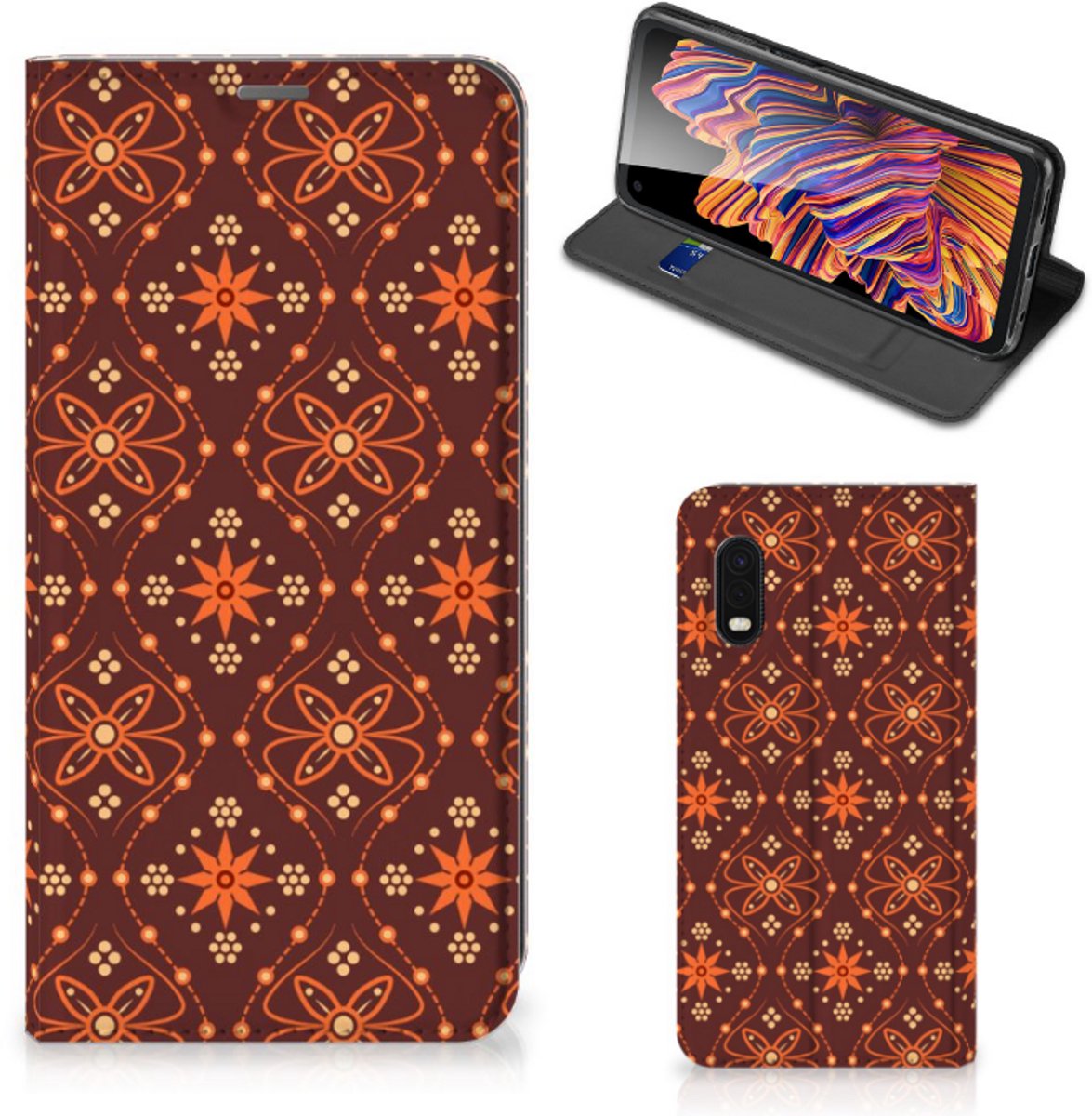 Samsung Xcover Pro Hoesje met Magneet Batik Brown