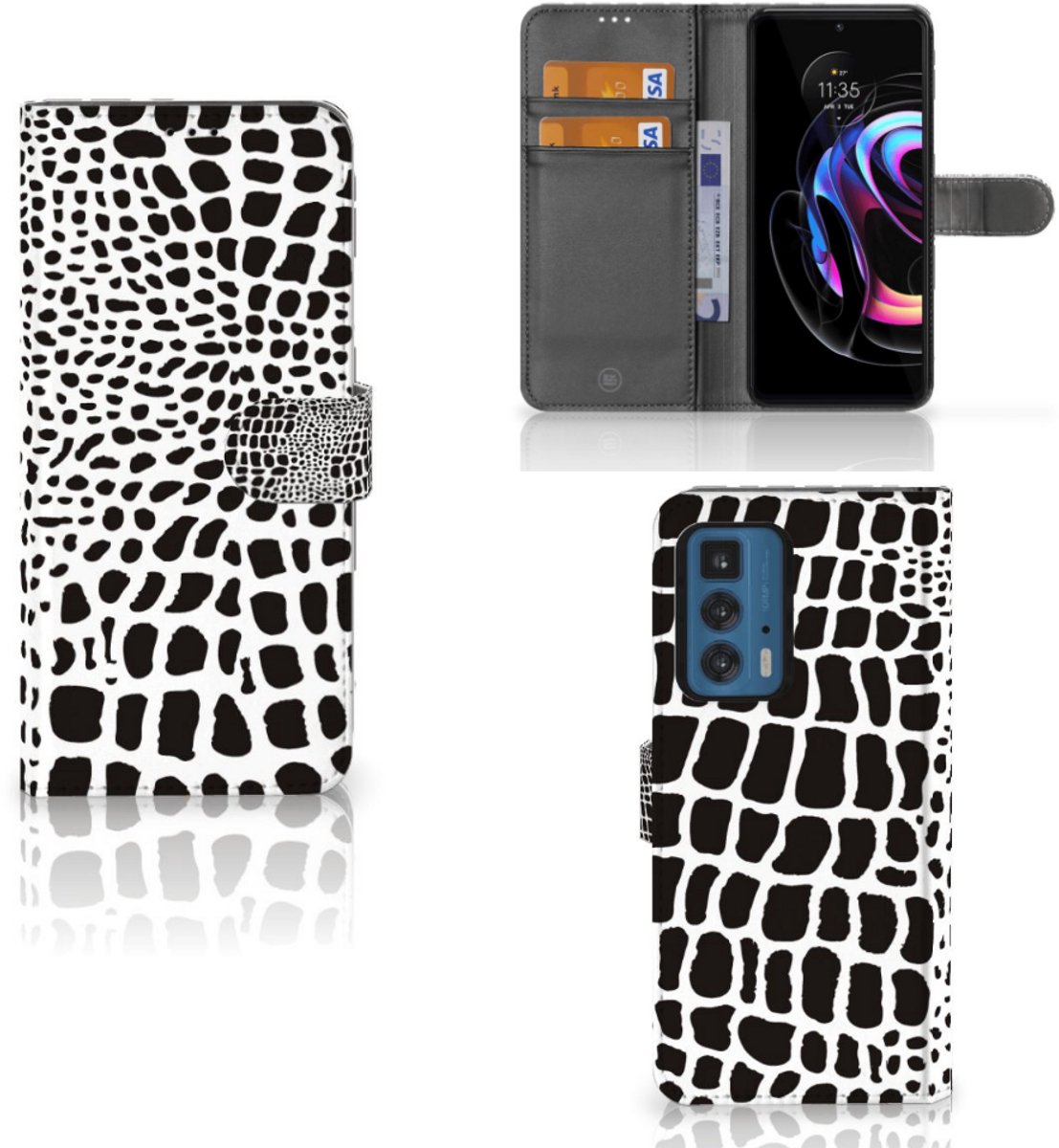 Motorola Edge 20 Pro Telefoonhoesje met Pasjes Slangenprint