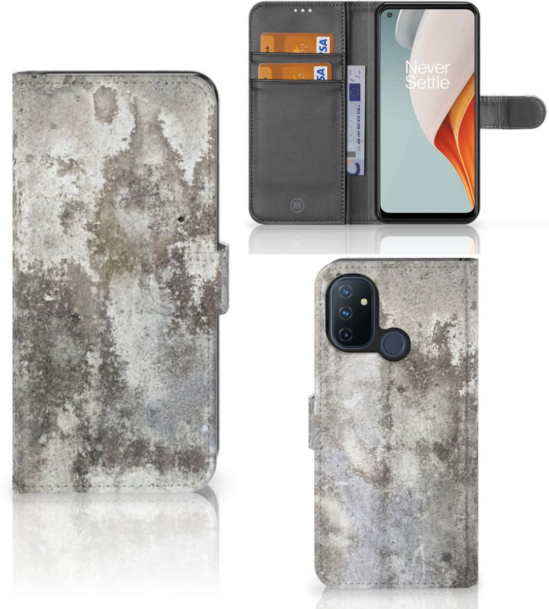 Book Case voor OnePlus Nord N100 Bookcase Beton Print