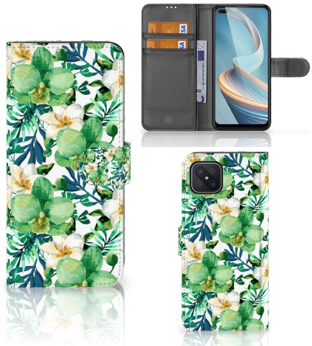 OPPO Reno4 Z Hoesje Orchidee Groen