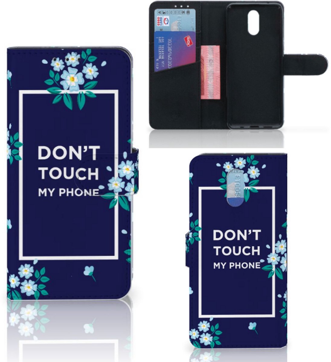 Nokia 2.3 Portemonnee Hoesje Flowers Blue DTMP