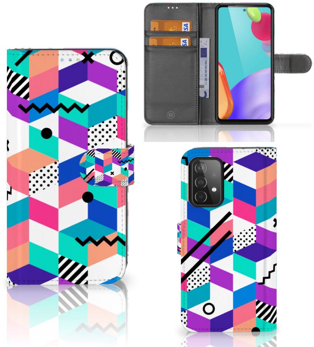 Samsung Galaxy A52 Book Case Blokken Kleurrijk