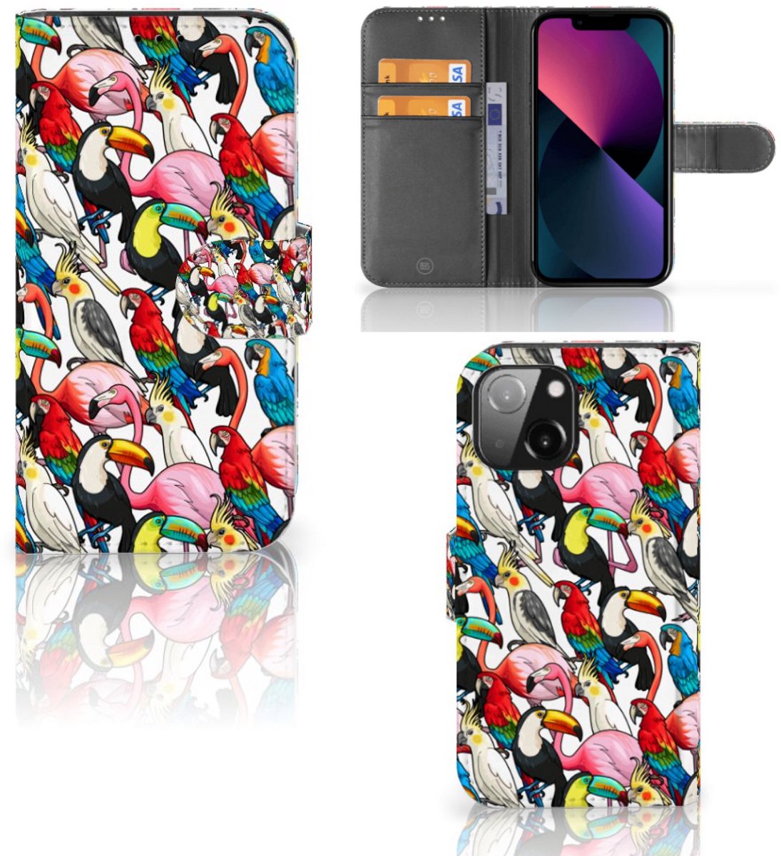 iPhone 13 Mini Telefoonhoesje met Pasjes Birds