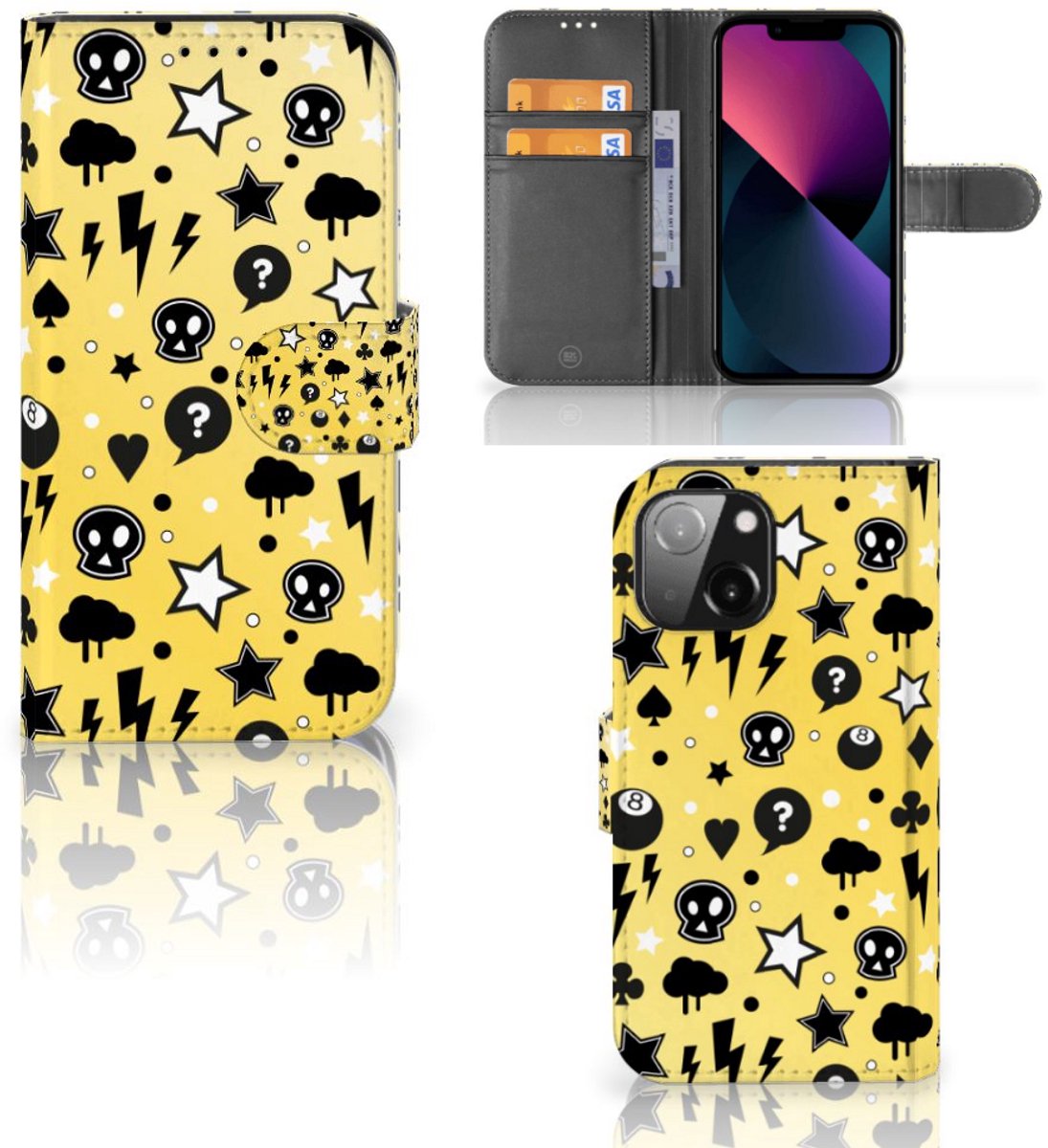 Telefoonhoesje met Naam iPhone 13 Mini Punk Geel