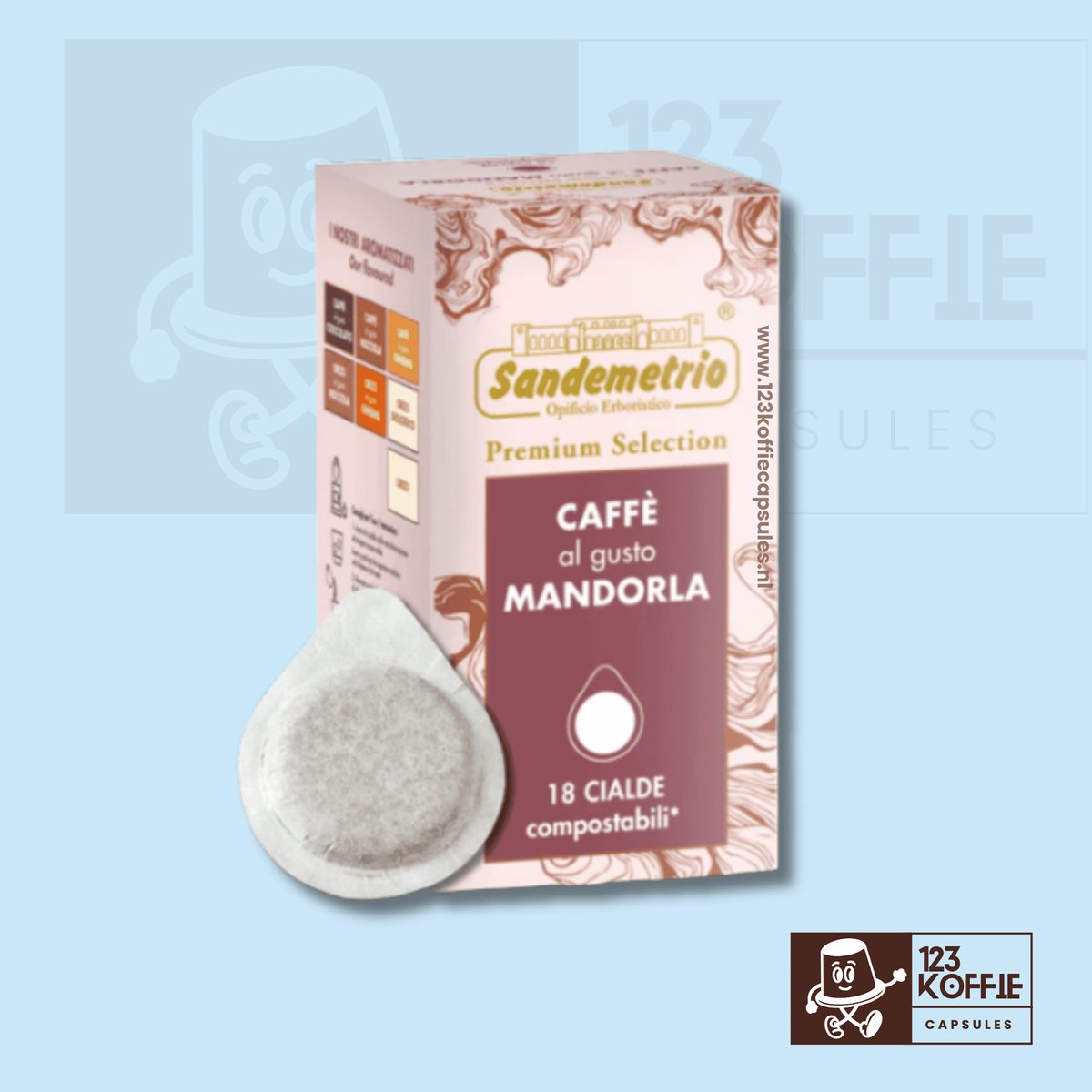 Amandel koffie cialde ESE 44 mm 18 stuks Sandemetrio