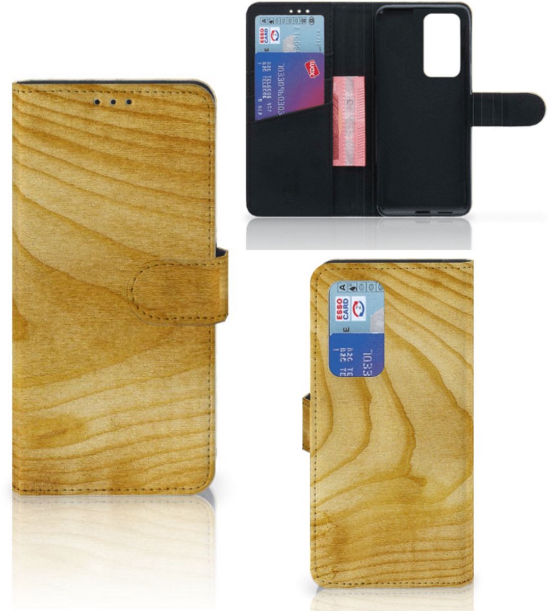 Huawei P40 Pro Book Style Case Licht Hout