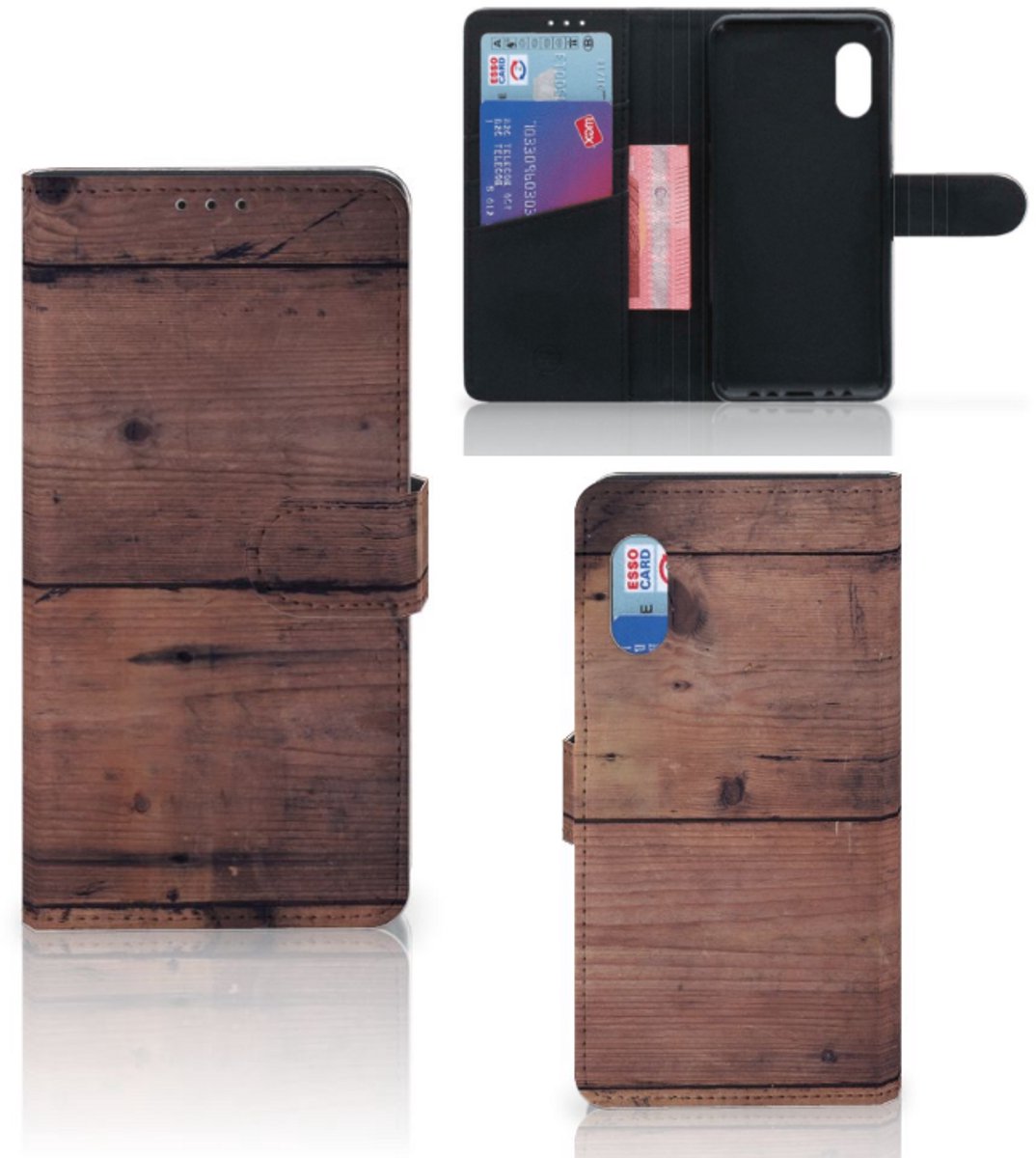 Samsung Xcover Pro Book Style Case Old Wood
