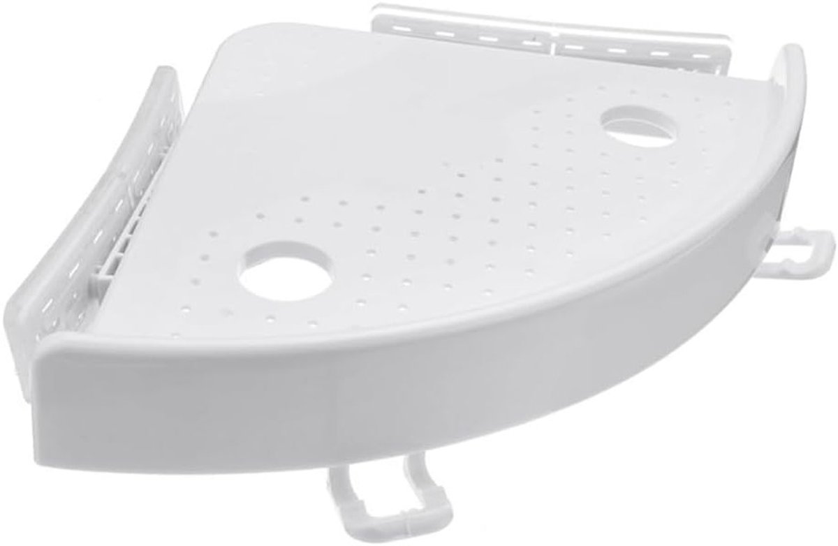 Witte Muurbevestigde Hoekplank voor Badkamer - RVS, Driehoekig, Ideaal voor Douche en Keuken Accessoires