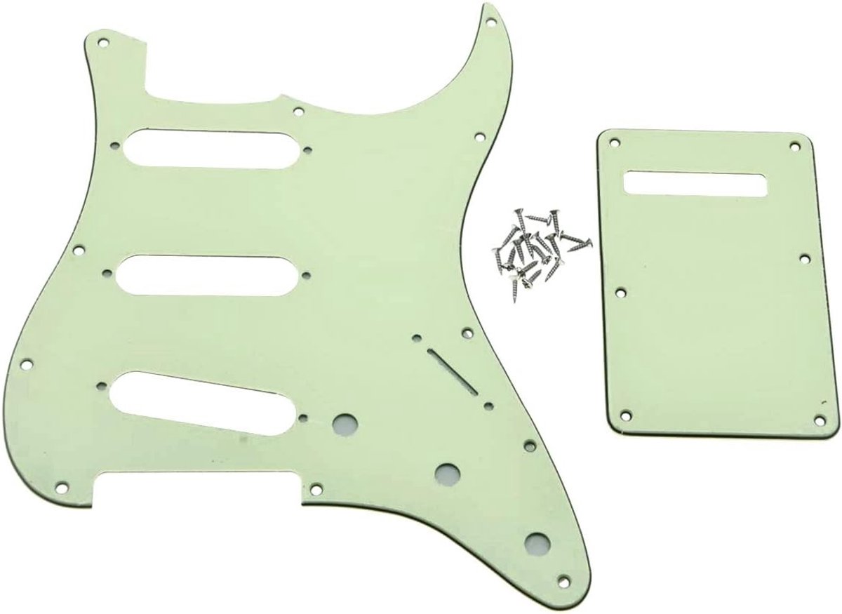 Left Handed Strat SSS Pickguard voor Tremolo en Back Plate - Geschikt voor USA/Mexicaanse Fender - Zwart 3 Laags