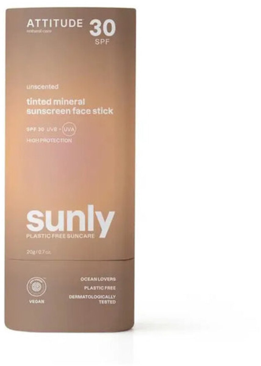 Attitude Sunly Getinte Gezichtsstick SPF30 Parfumvrij - 20 gr