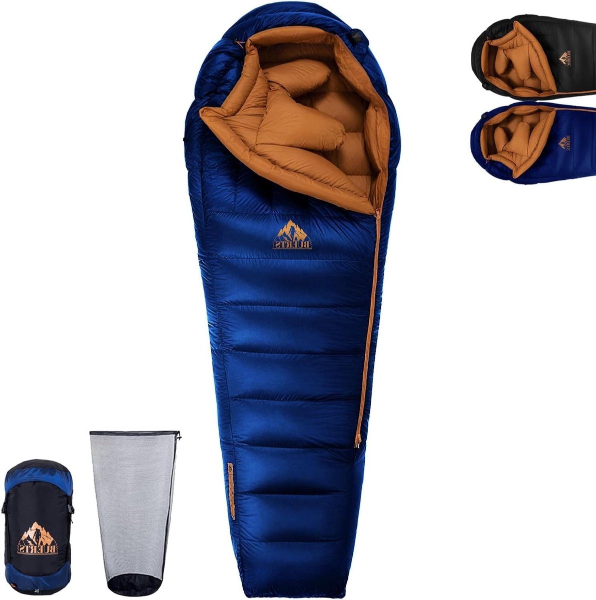 Winter Dons Slaapzak - Mummie Slaapzak - Kamperen en Wandelen - XXL Groot Formaat - 225*88*56 cm - Blauw