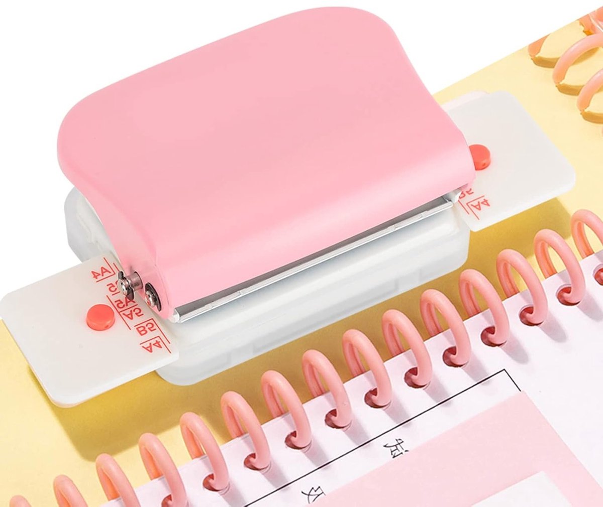 Handmatige Papierperforator voor A4, B5 en A5 - 26, 30 en 20 Gaten - Roze Kleur, Ideaal voor Kantoor en Schoolgebruik