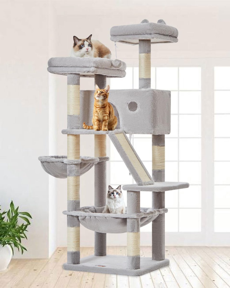 VLSelect® Krabpaal voor grote katten - Krabpaal - Kattenboom - Lichtgrijs