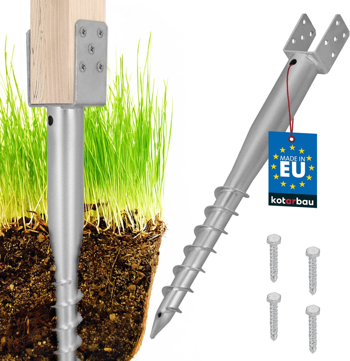 Stalen U-vormige Postvoet - Verzinkt - 70x700 mm - Zilver