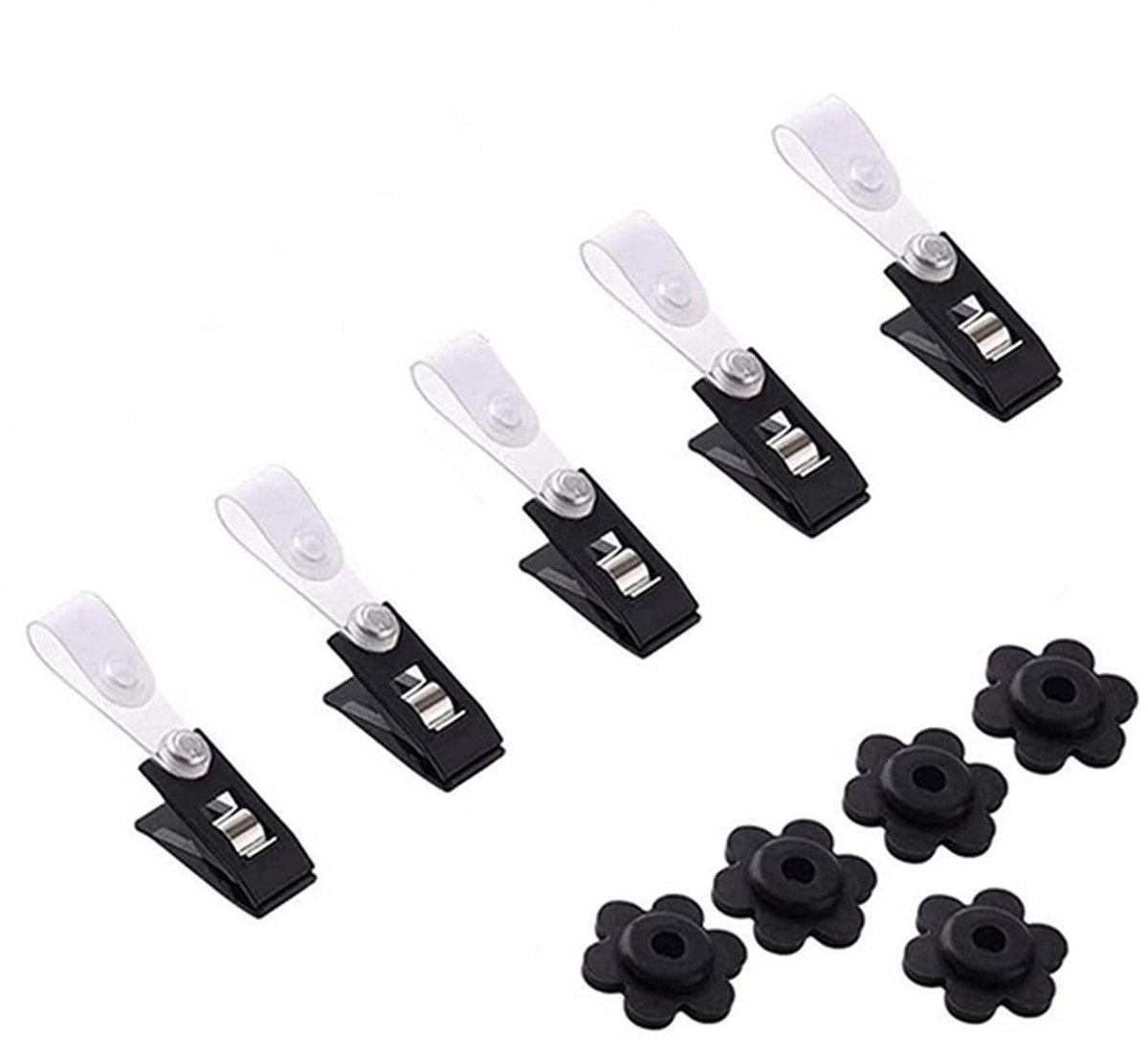 Tuinvlag Accessoires - Vlaggenmast Clips - Vlaggen Beveiligen - Winddicht en Verstelbaar - 10 Stuks - Transparant