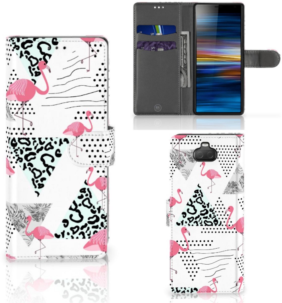 Sony Xperia 10 Telefoonhoesje met Pasjes Flamingo Triangle