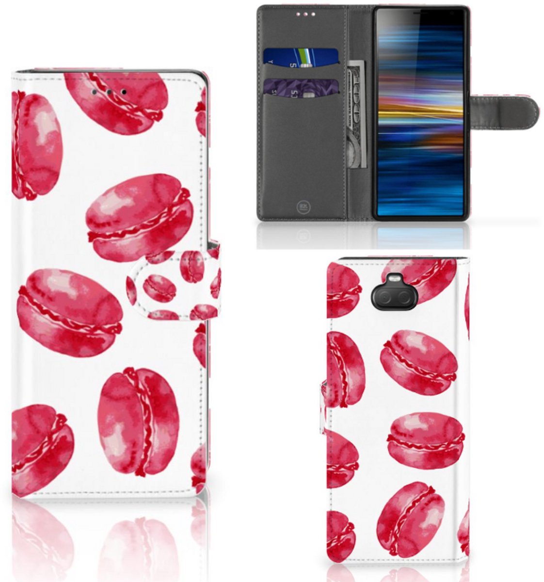 Sony Xperia 10 Book Cover Pink Macarons
