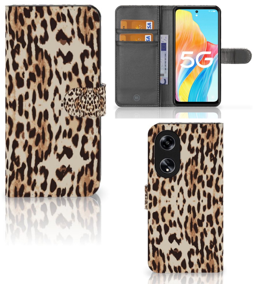 OPPO Reno8 T 5G Telefoonhoesje met Pasjes Leopard