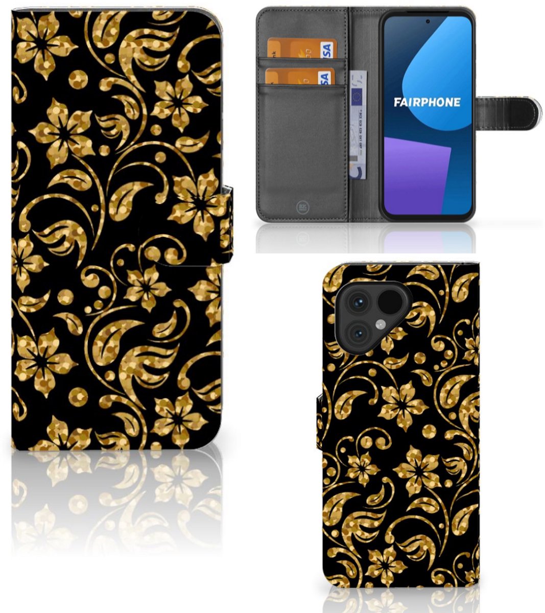 Fairphone 5 Hoesje Gouden Bloemen