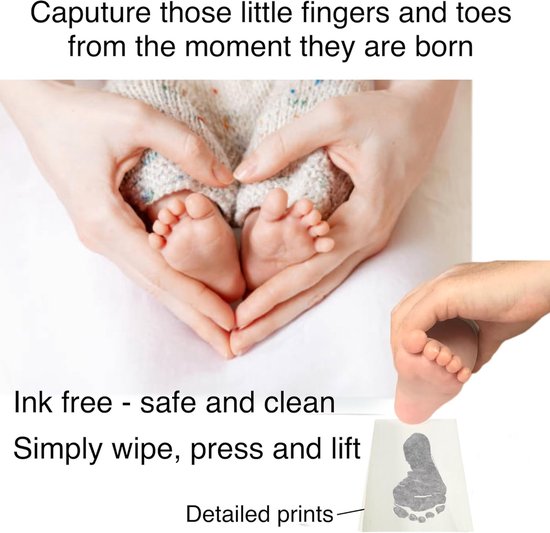 Baby & Huisdier Afdruk Kit - Herinnering Fotolijst - Herinneringen Vastleggen - Veilig Zonder Inkt - 8 Afdrukvellen - Zwart — afbeelding 4