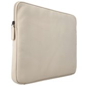 Housse pour ordinateur portable en cuir Accezz avec fermeture éclair - Housse pour ordinateur portable compatible 13 / 13.3 / 13.6 / 14 / 14.2 pouces - Beige