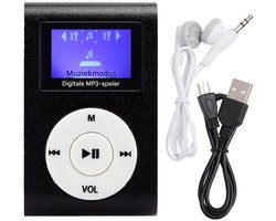 MP3-speler - Muziekspeler - Met LCD-display en metalen clip - 1 stuks - Zwart
