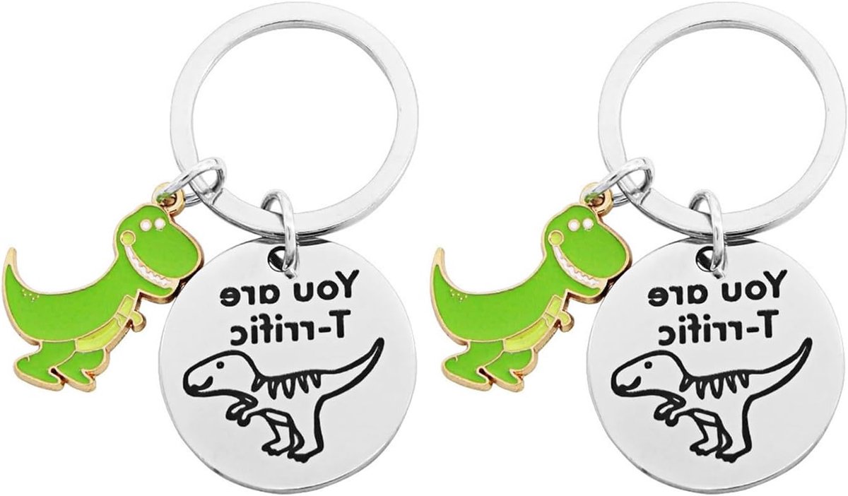 Dino Sleutelhangers met Inspirerende Tekst, Creatieve Accessoires voor Schooltassen en Vriendschap