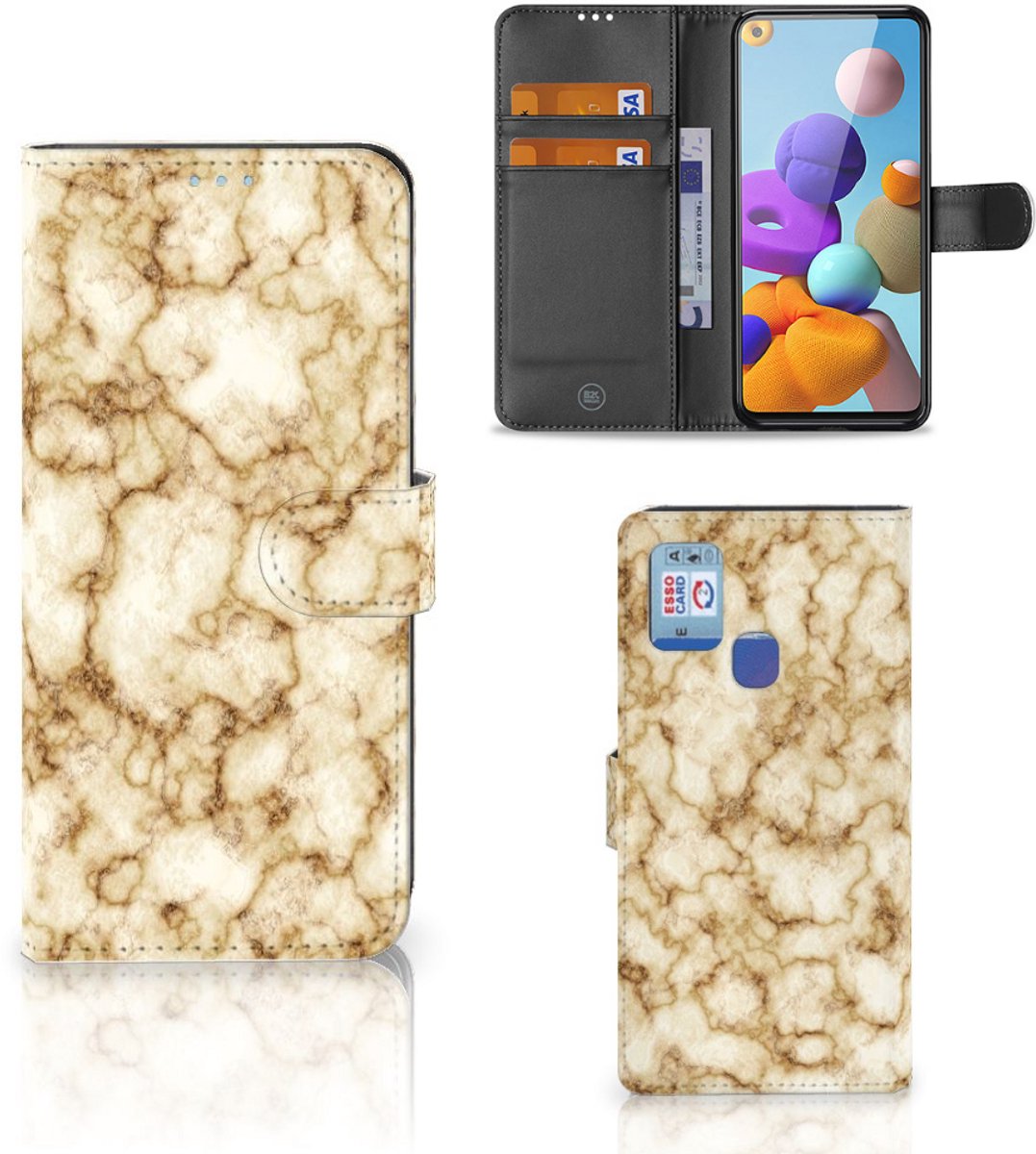 Samsung Galaxy A21s Bookcase Marmer Goud