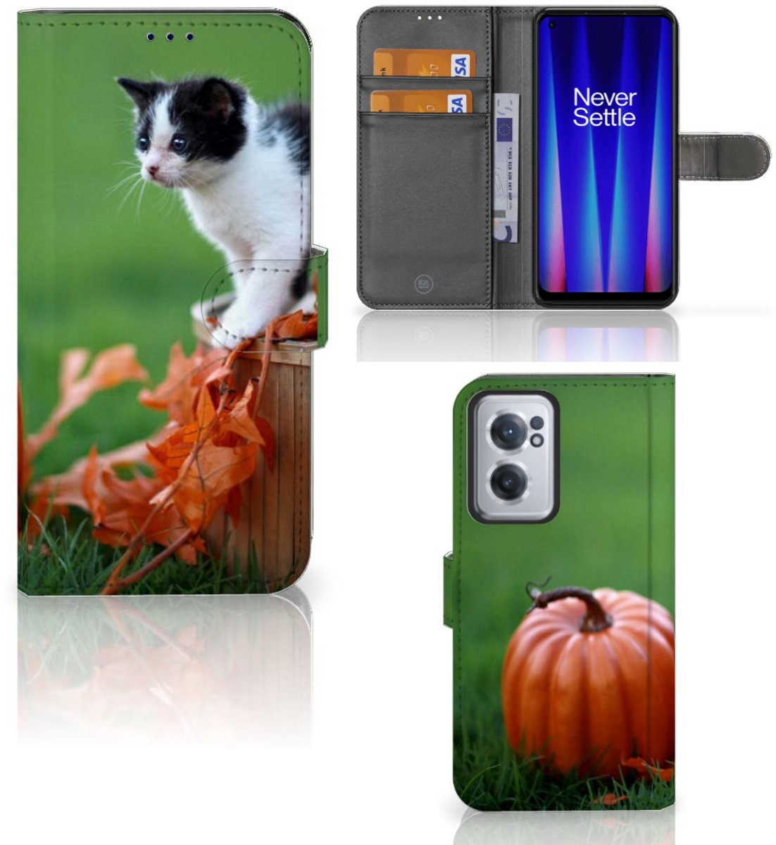 OnePlus Nord CE 2 Telefoonhoesje met Pasjes Kitten