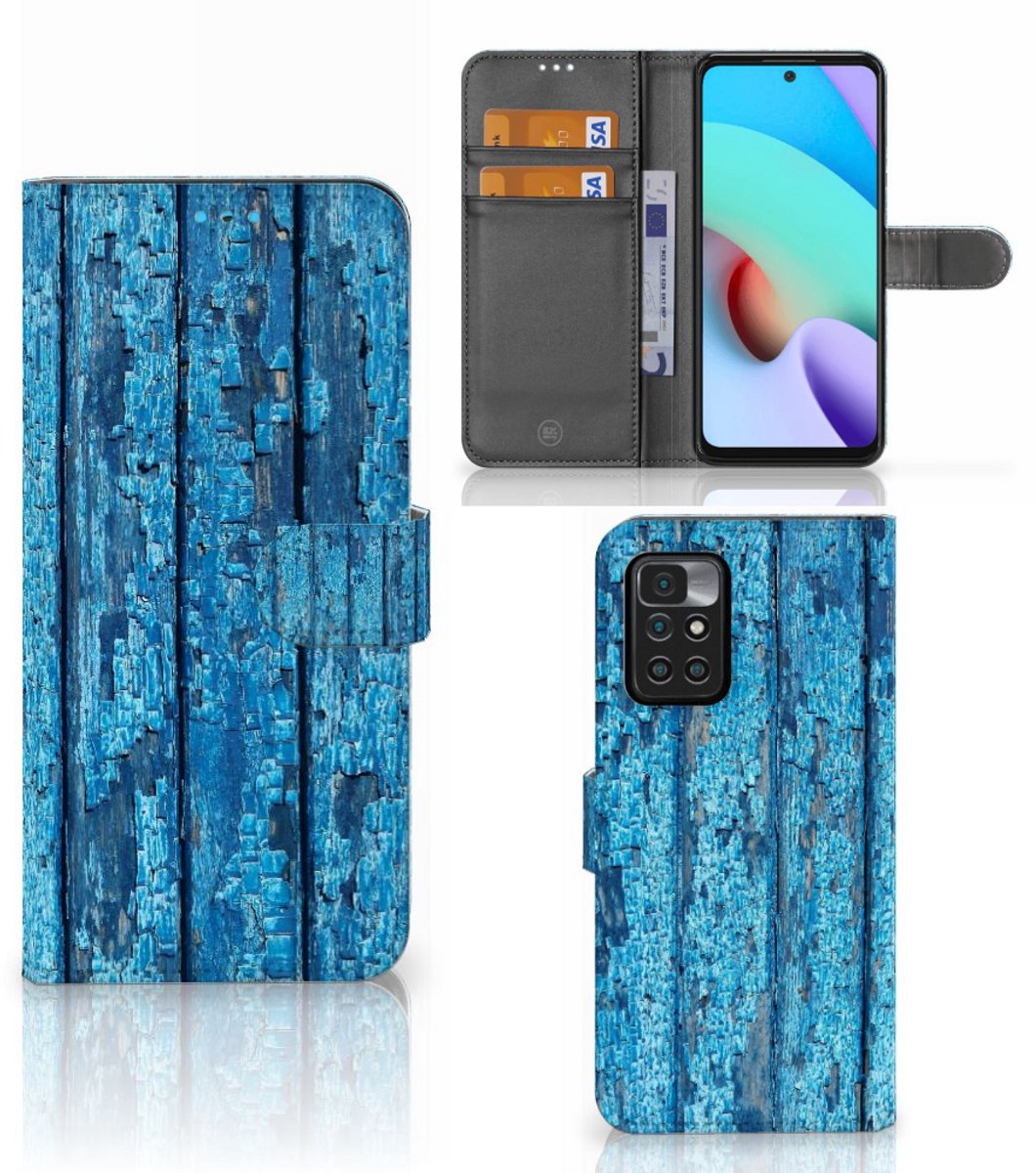 Xiaomi Redmi 10 Book Style Case Wood Blue