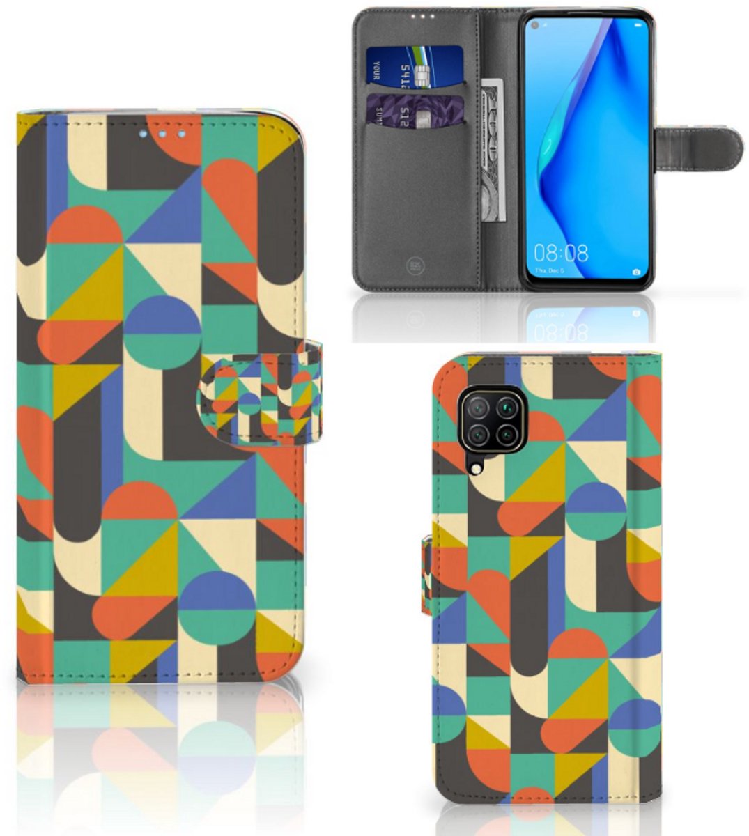 Boekhoesje voor Huawei P40 Lite Telefoon Hoesje Funky Retro