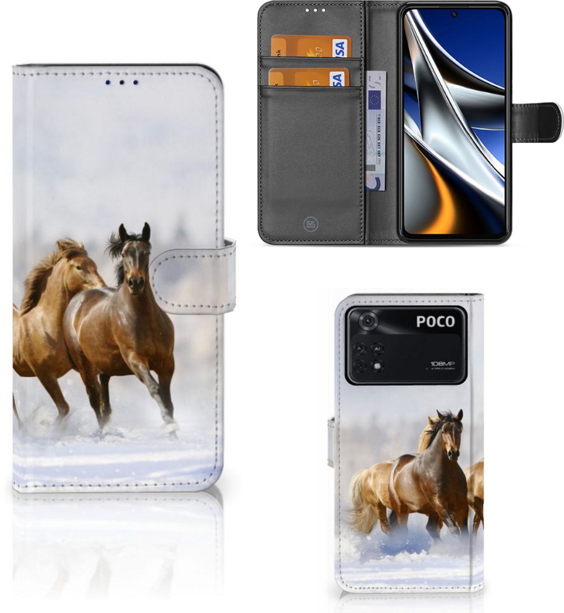 Xiaomi Poco X4 Pro 5G Telefoonhoesje met Pasjes Paarden