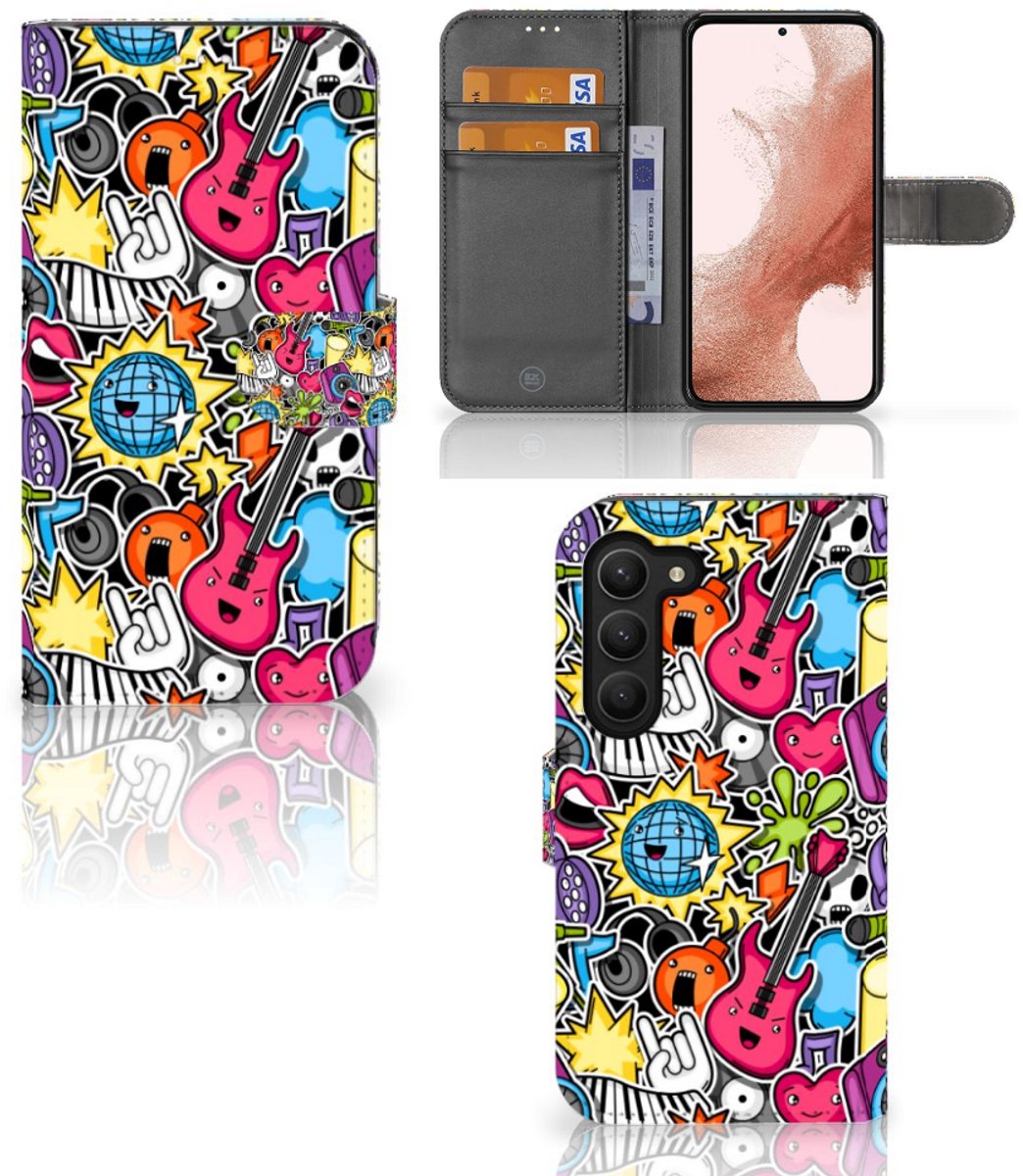 Samsung Galaxy S23 Wallet Case met Pasjes Punk Rock