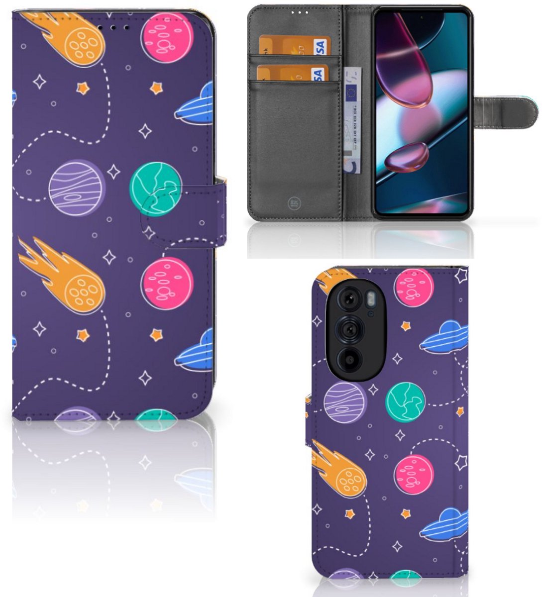 Boekhoesje voor Motorola Edge 30 Pro Wallet Case met Pasjes Space