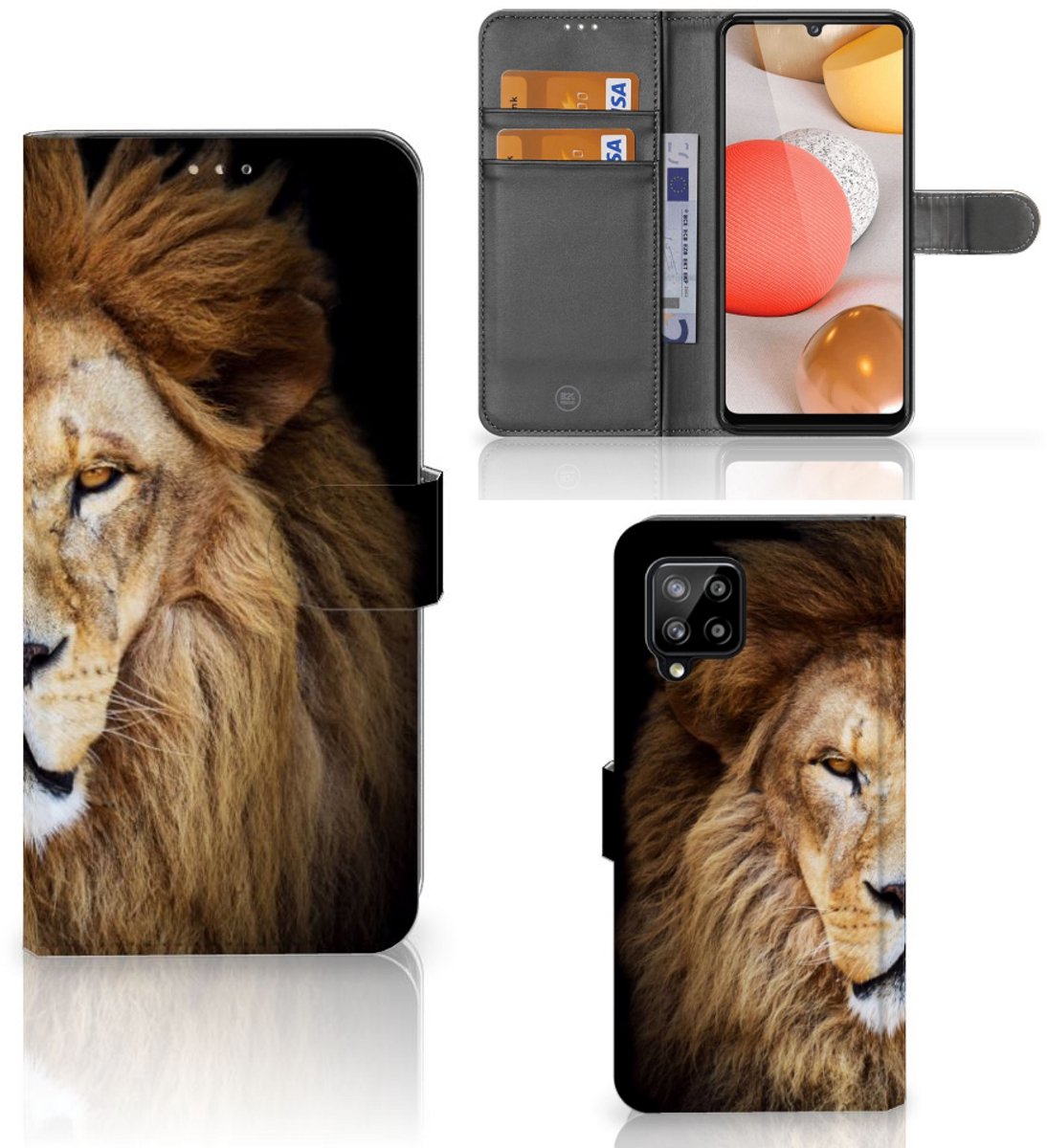 Samsung Galaxy A42 5G Telefoonhoesje met Pasjes Leeuw