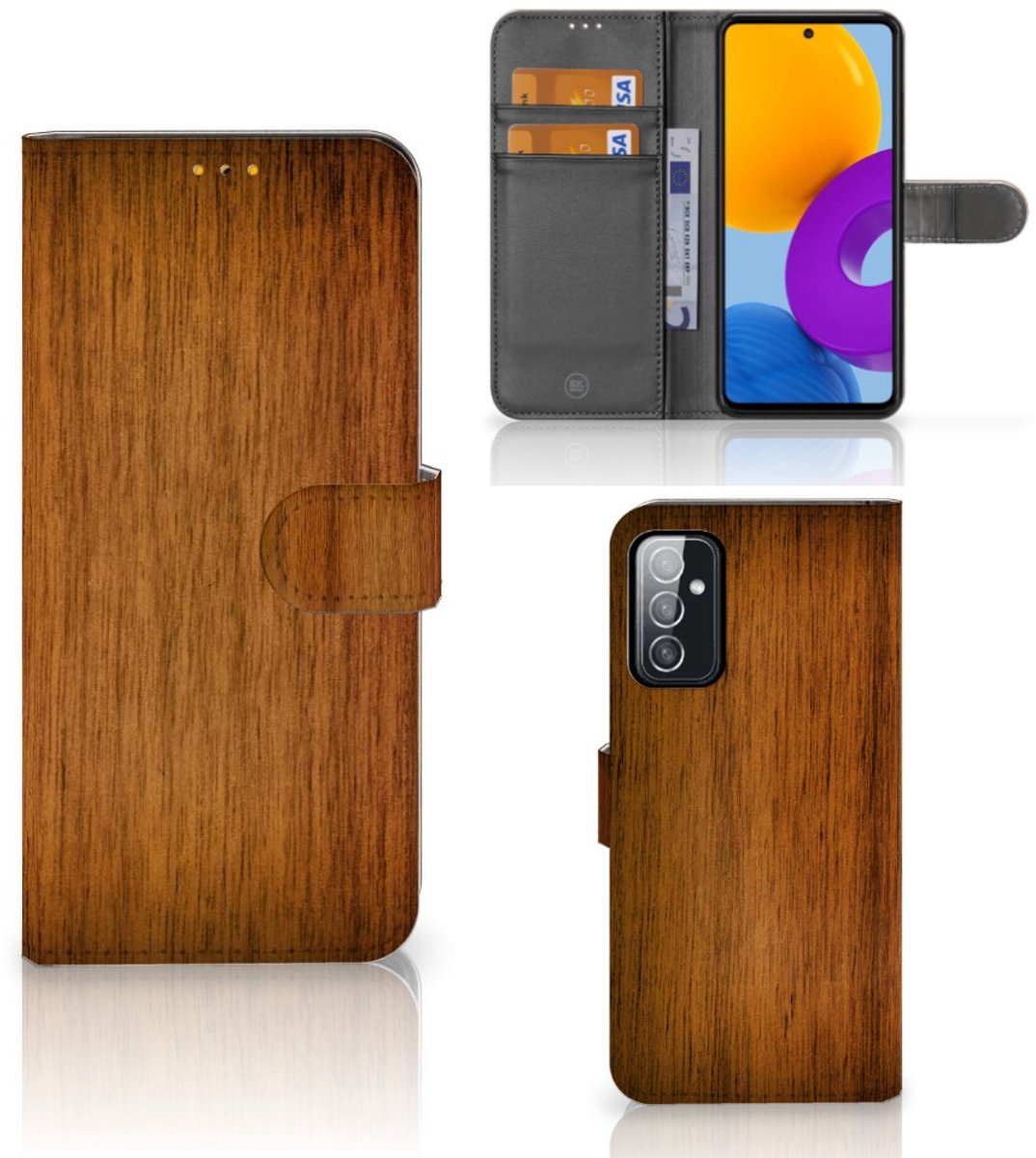 Samsung Galaxy M52 Book Style Case Donker Hout