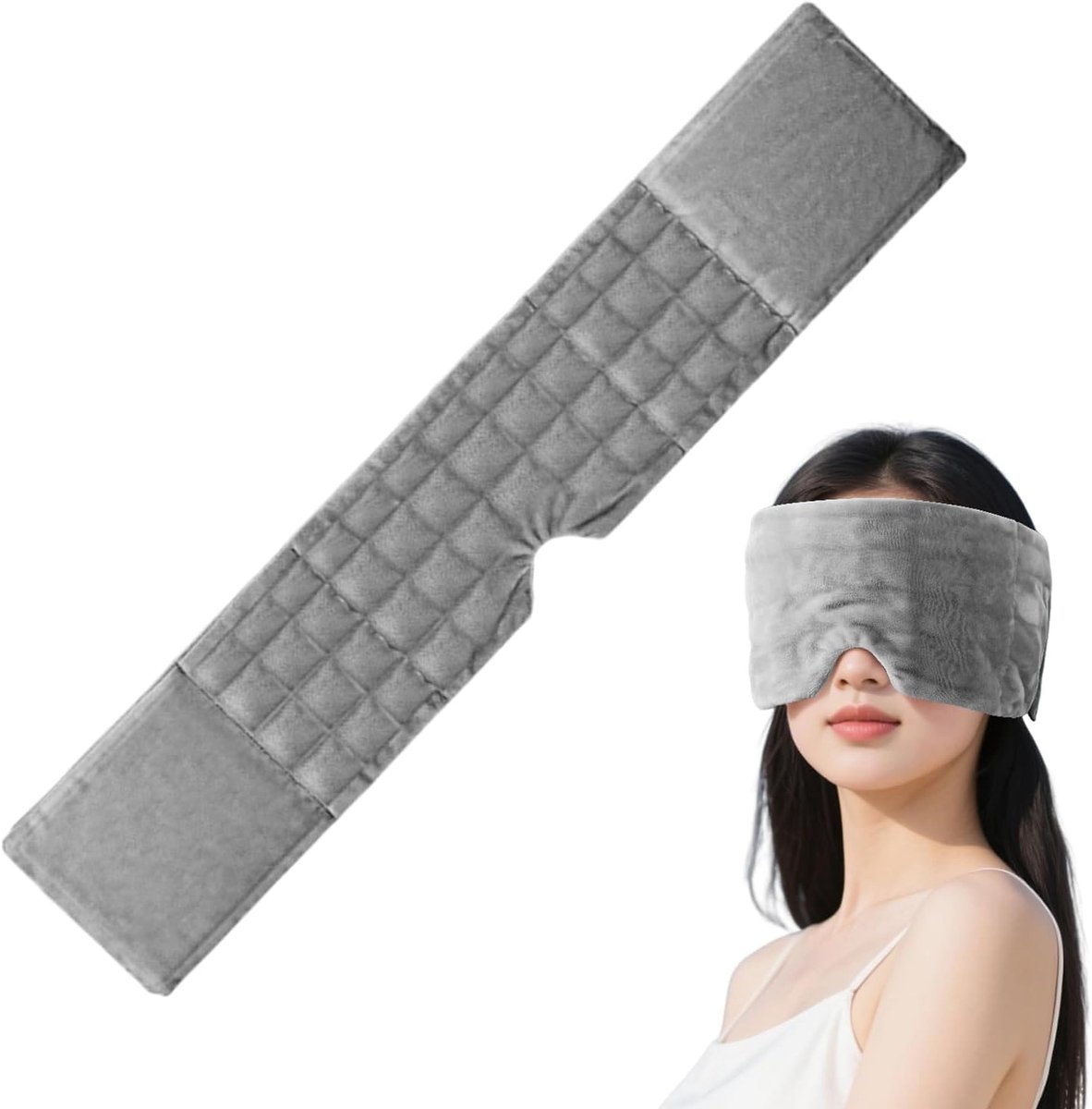 Verzwaarde Slaapmasker - Oogmasker Slapen - Diepe Ontspanning - Lichtblokkerend Ontwerp - 65x13cm - Grijs