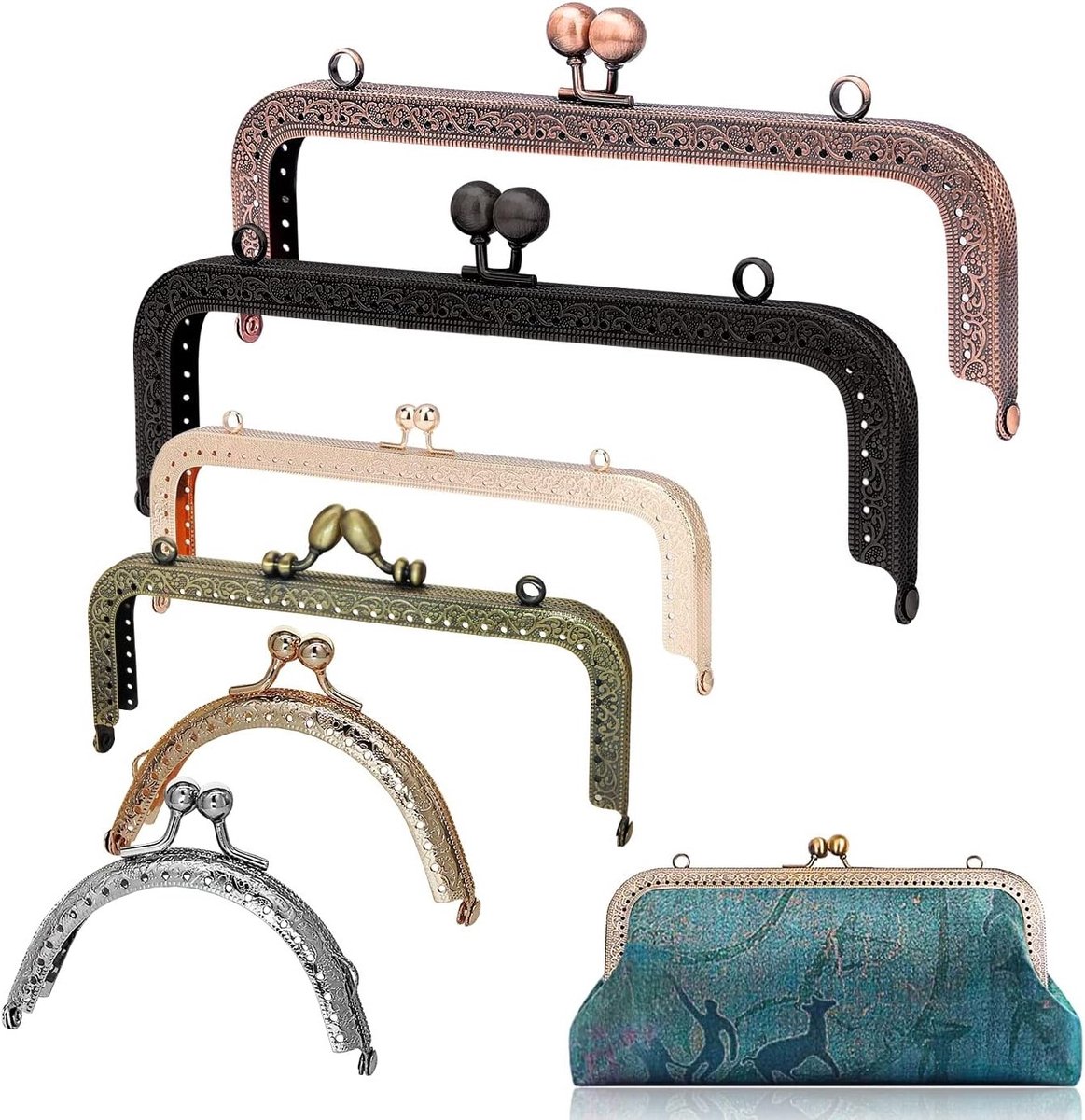 Metaal Handtas Sluitingen Set van 6, Vintage Kussensluiting voor DIY Handtassen, Perfecte Accessoires voor Tasprojecten en Creatieve Klussen