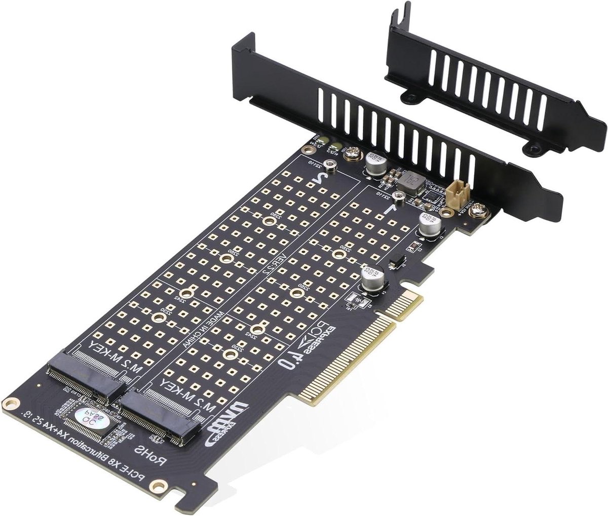 Dual NVMe PCIe Adapter - M.2 SSD Extender - Opslag Uitbreiden - 2x 32 Gbps Full Speed