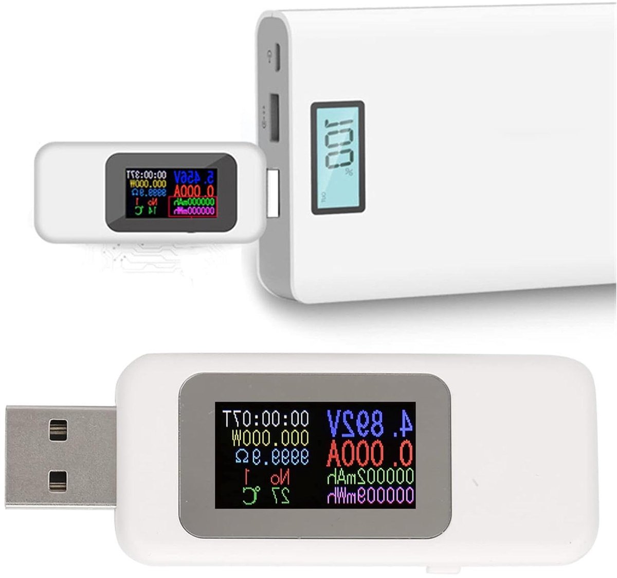 USB Tester Voltmeter Ampèremeter met LCD Display - Meet Spanning en Stroom (DC 4-30V)